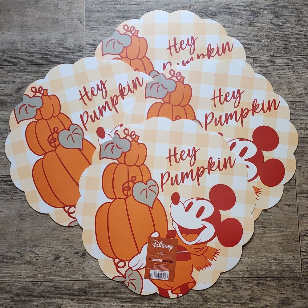 NWT Celebrate Together Disney Mickey Mouse Hey Pumpkin Set Of 4 Fall Placements